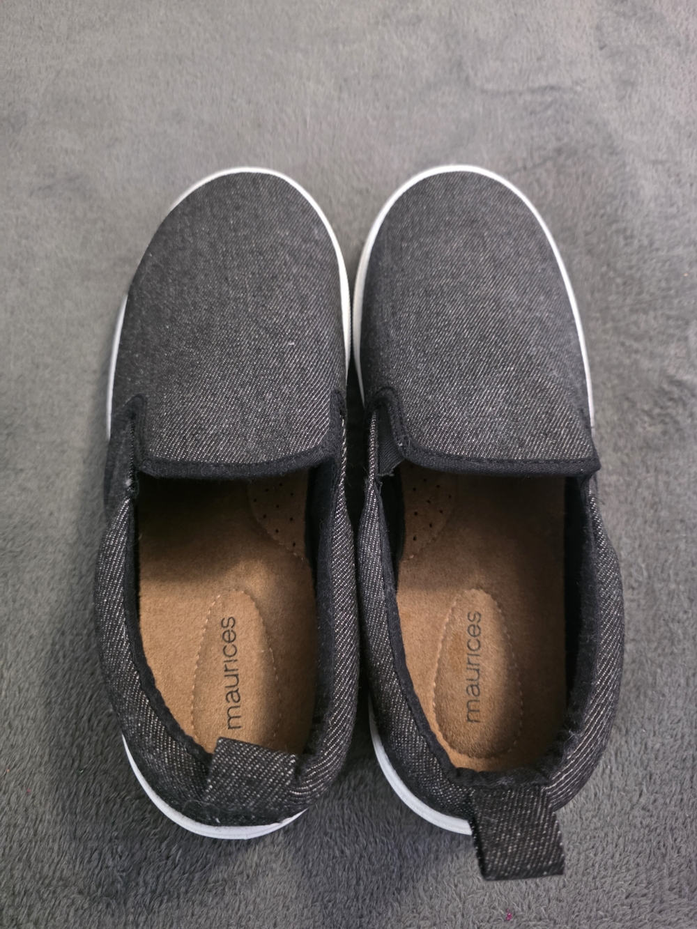 Maurices Black Canvas Slip-On Sneakers with White Sole